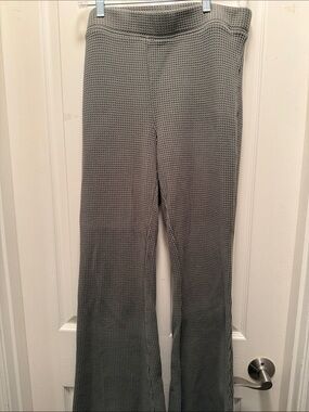 Green Waffle Knit Wide-Leg Lounge Pants
